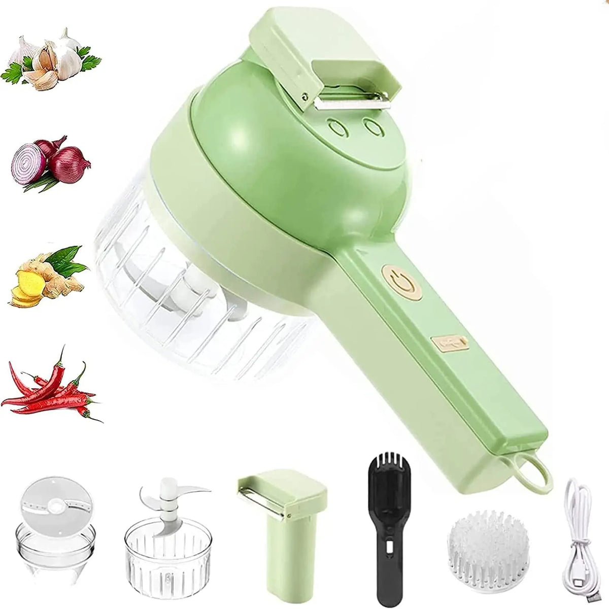 4-in-1 Electric Vegetable Chopper With Slicer Attachment