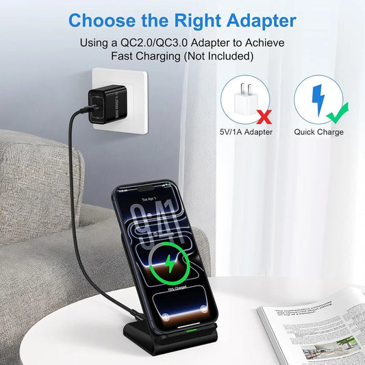 30W Fast Wireless Charging Stand With LED Indicator