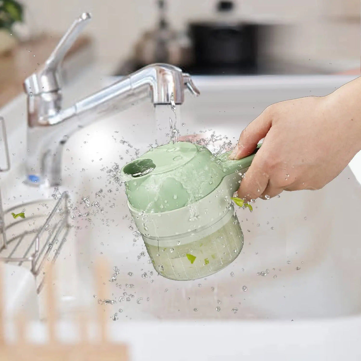 4-in-1 Electric Vegetable Chopper With Slicer Attachment