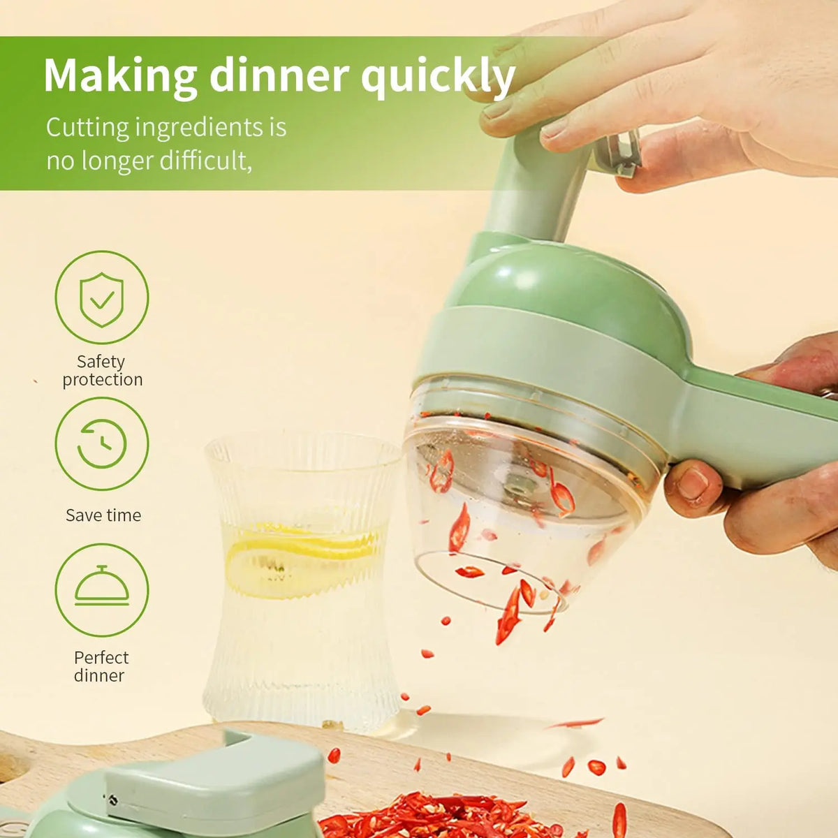 4-in-1 Electric Vegetable Chopper With Slicer Attachment