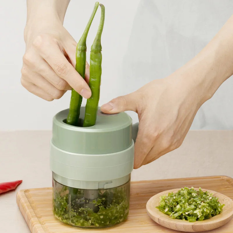 4-in-1 Electric Vegetable Chopper With Slicer Attachment