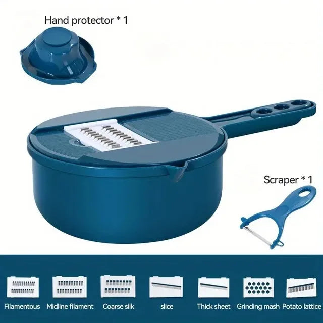 Manual Blue 9In1 Color 4-in-1 Electric Vegetable Chopper With Slicer Attachment