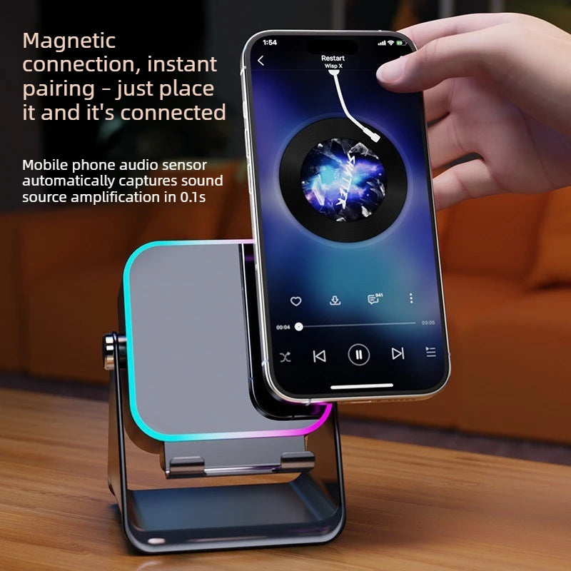 Wireless RGB Speaker Phone Stand – Portable Surround Sound
