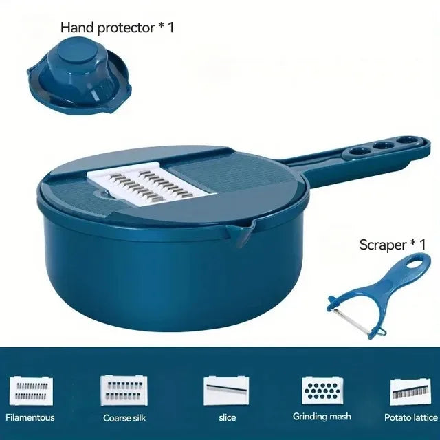 Manual Blue 7In1 Color 4-in-1 Electric Vegetable Chopper With Slicer Attachment